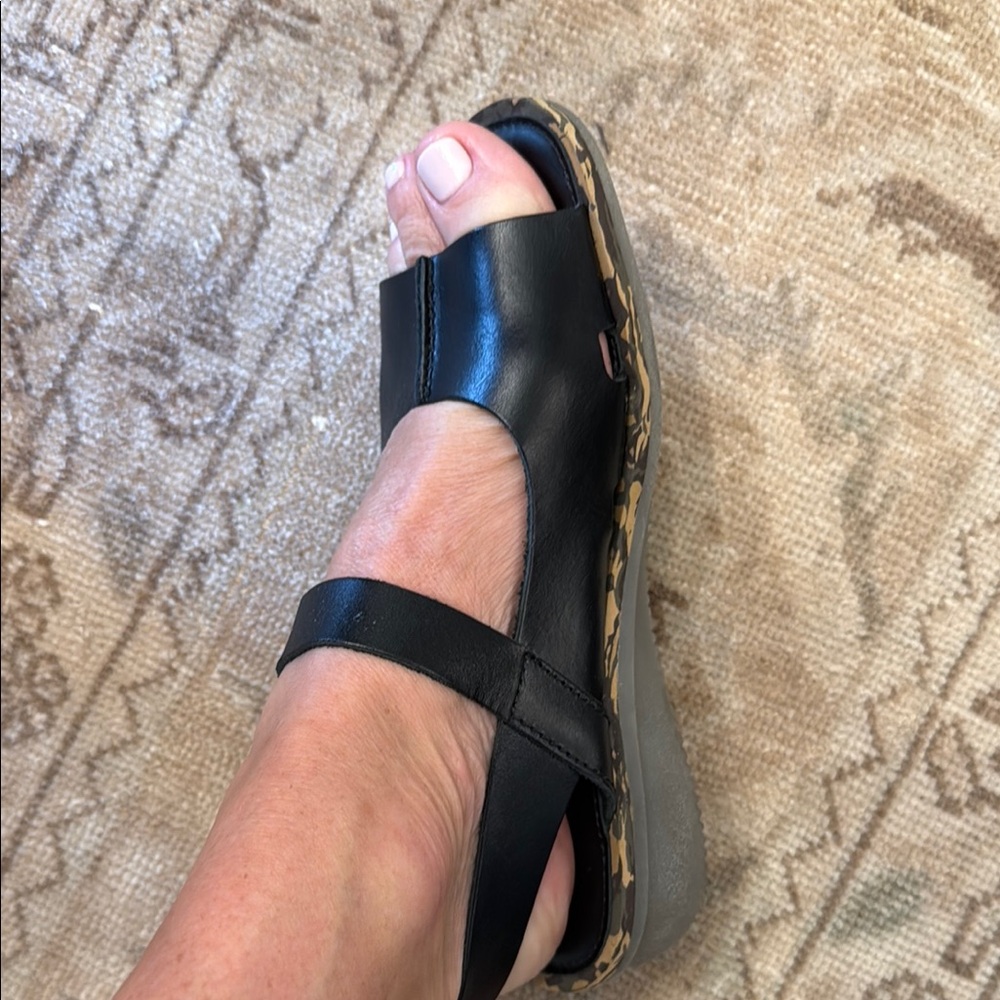 Fly London Black Leather Sandals with Buckle - Picture 3 of 4